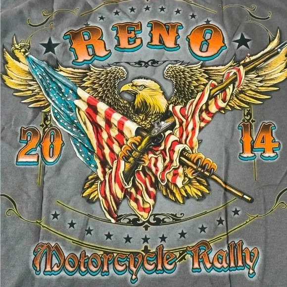 Motorcycle Rally Reno 2014 Graphic Tee Gray Shirt Size XL - Picture 7 of 9